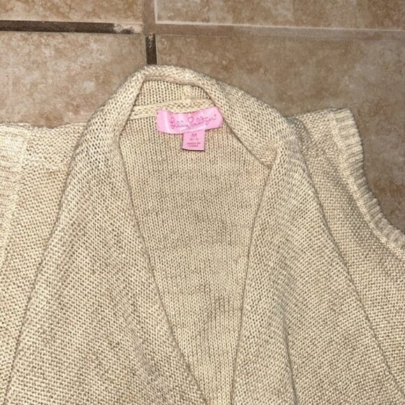 Lilly Pulitzer Girls M (6-7) Gold Mini Abbott SweaterCardigan Fringes - Picture 2 of 6